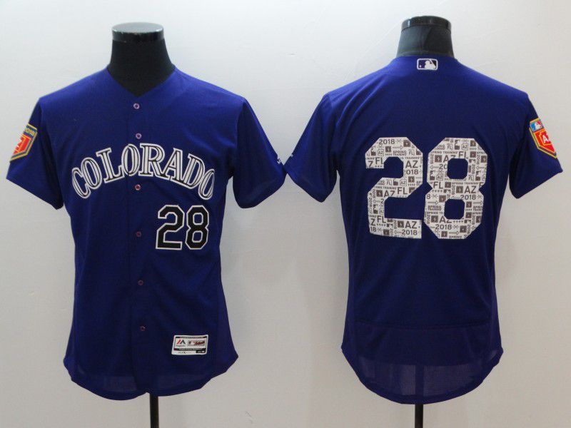 Men Colorado Rockies #28 Arenado Blue Elite Spring Edition MLB Jerseys->colorado rockies->MLB Jersey